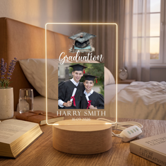 Personalised Male Graduation Photo Frame – LED Light Up Acrylic Keepsake (USB Powered) ukgiftstoreonline