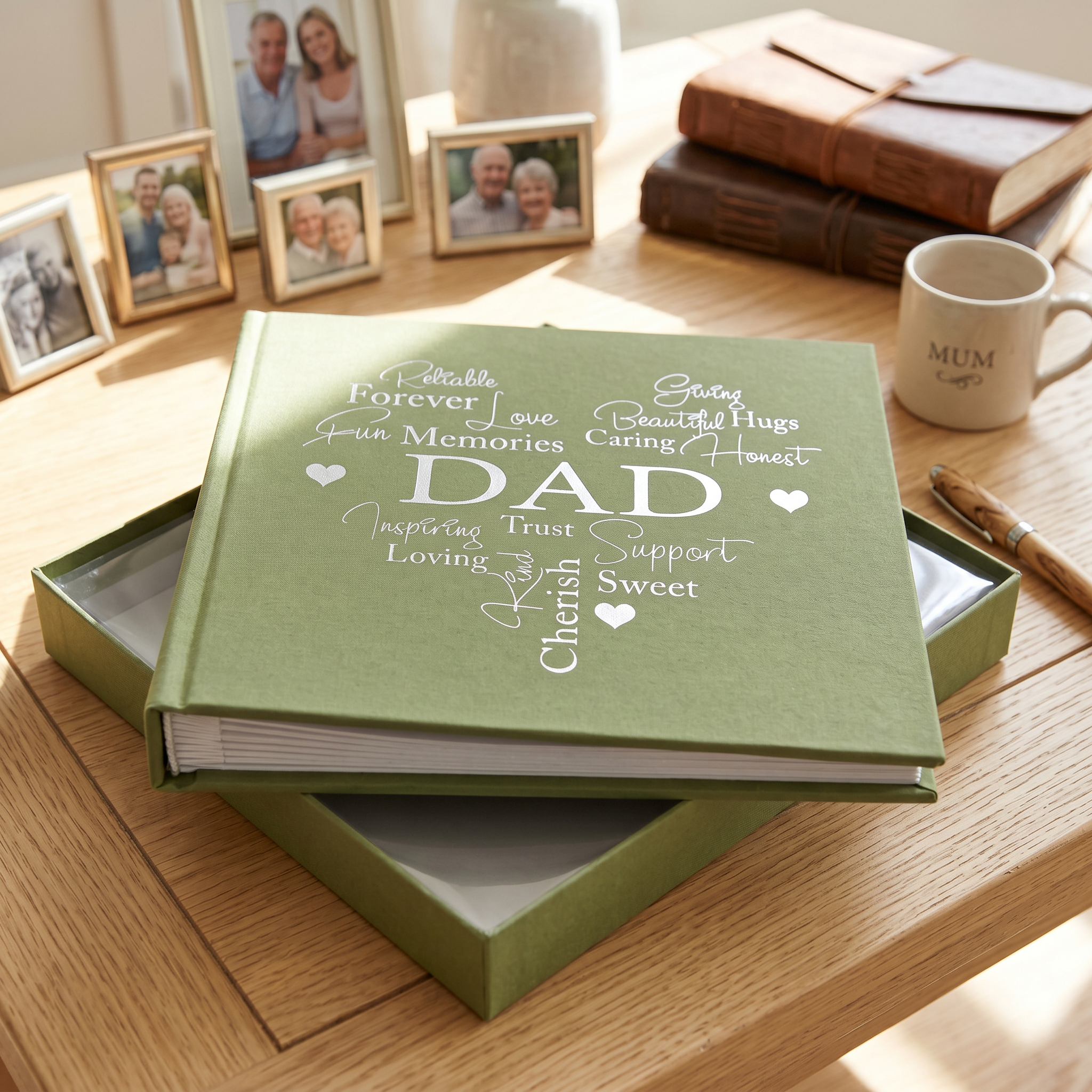 Dad Photo Album - Green Heart Design | 50 x 6x4 Picture Gift Book Dad Photo Album ukgiftstoreonline