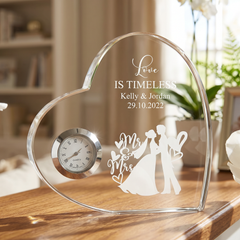 Personalised Engraved Heart Crystal Glass Clock Wedding Gift Or Wedding Present Personalised Crystal Glass ukgiftstoreonline