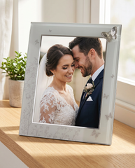 Large 8" x 10" Aperture Silver Butterfly Photo Frame For Home Decor Weddings etc