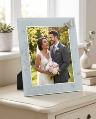 Large 8" x 10" Aperture Silver Butterfly Photo Frame For Home Decor Weddings etc