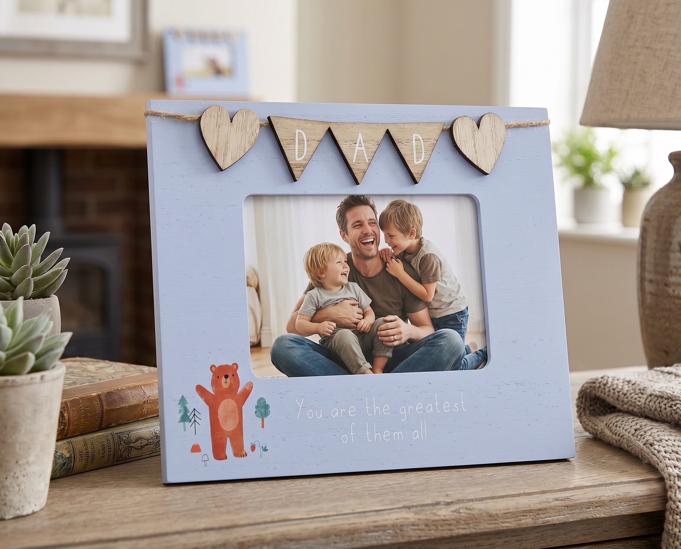 Dad Photo Frame With Bunting 6'x4' Picture with Sentiment, Freestanding Father's Day, Birthday or Christmas photo frame ukgiftstoreonline