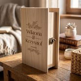 Personalised Gift Engraved Wooden Wedding Keepsake Memory Book Shape Box For Photos etc ukgiftstoreonline