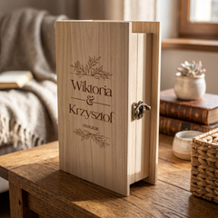 Personalised Gift Engraved Wooden Wedding Keepsake Memory Book Shape Box For Photos etc
