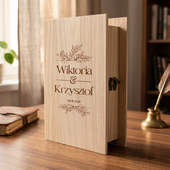 Personalised Gift Engraved Wooden Wedding Keepsake Memory Book Shape Box For Photos etc