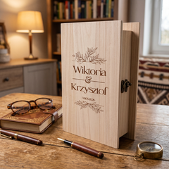 Personalised Gift Engraved Wooden Wedding Keepsake Memory Book Shape Box For Photos etc