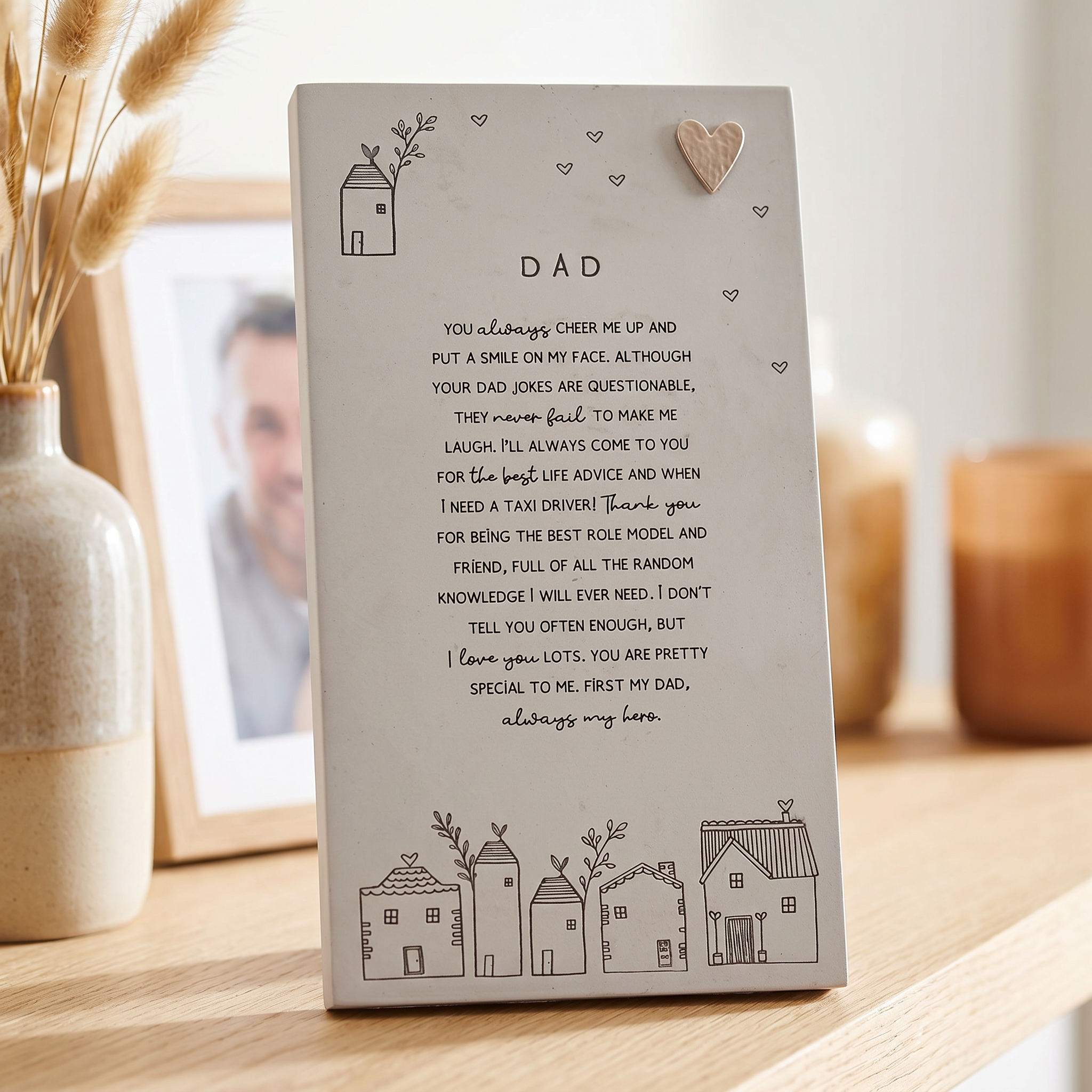Dad Plaque Gift – Standing Plaque With Sentimental Quote & Elegant Illustrations Nan Photo Frame ukgiftstoreonline