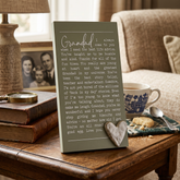 Grandad Plaque Gift – Raised Silver Heart Plaque With Sentimental Quote & Elegant Display Nan Photo Frame ukgiftstoreonline