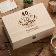 Personalised Large Engraved Wooden Birthday Keepsake Box 18th 21st 30th 40th 50th 60th 70th 80th