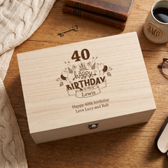 Personalised Large Engraved Wooden Birthday Keepsake Box 18th 21st 30th 40th 50th 60th 70th 80th