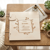 Personalised Wedding Day Wooden Engraved Guestbook Scrap Book Album Leaf Design Personalised Wedding Gift ukgiftstoreonline
