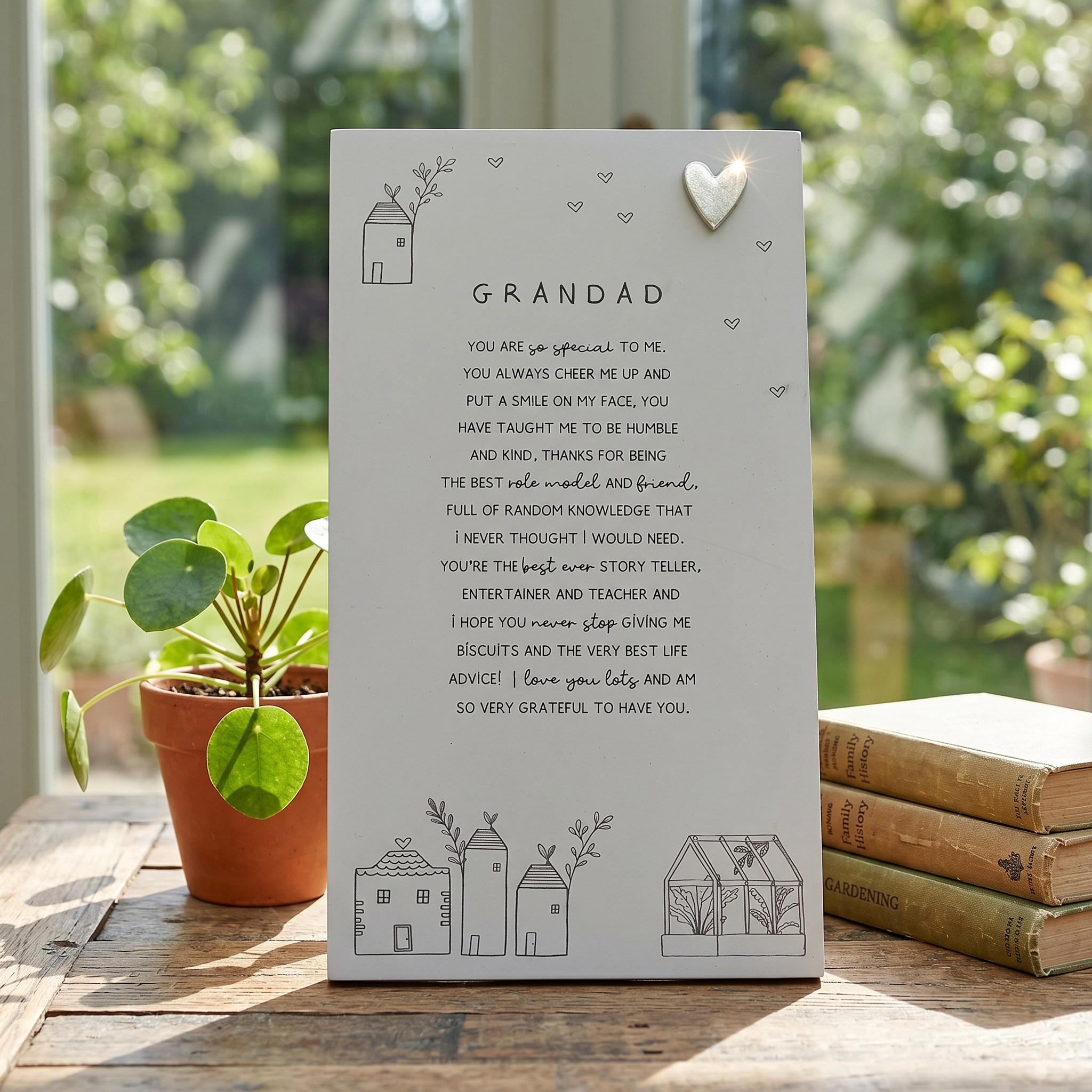 Grandad Plaque Gift – Standing Plaque With Sentimental Quote & Elegant Illustrations Nan Photo Frame ukgiftstoreonline