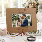 Personalised Wedding Mr and Mrs Happily Ever After Engraved Wooden Photo Frame Gift Family Photo frame ukgiftstoreonline