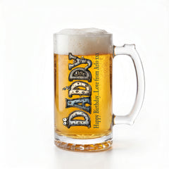 Personalised Colourful Daddy Beer Glass Mug With Handle For Fathers Day Birthday or Christmas personalised beer glasses ukgiftstoreonline