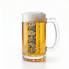 Personalised Colourful Grandad Beer Glass Mug With Handle For Fathers Day Birthday or Christmas personalised beer glasses ukgiftstoreonline