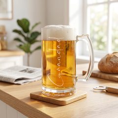 Engraved Grandad Gift Beer Mug Glass With Handle For Father's Day, Birthdays or Christmas personalised beer glasses ukgiftstoreonline