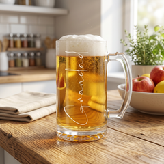 Engraved Grandad Gift Beer Mug Glass With Handle For Father's Day, Birthdays or Christmas personalised beer glasses ukgiftstoreonline