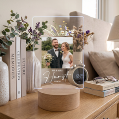 Personalised Wedding or Anniversary Photo Frame – LED Light Up Acrylic Keepsake Gift (USB Powered) ukgiftstoreonline