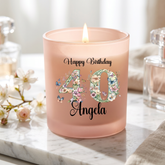 Personalised Landmark Birthday Candle Gift For Her Pink Jar Floral Numbers candle ukgiftstoreonline