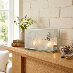 Silver Butterfly Double Glass Tealight Holder - Floral Gifting For Her & Homeware