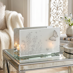 Silver Butterfly Double Glass Tealight Holder - Floral Gifting For Her & Homeware