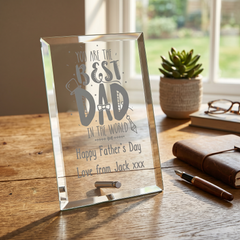 Personalised Engraved Glass Plaque Best Dad Ever Gift For Fathers Day, Birthday or Christmas