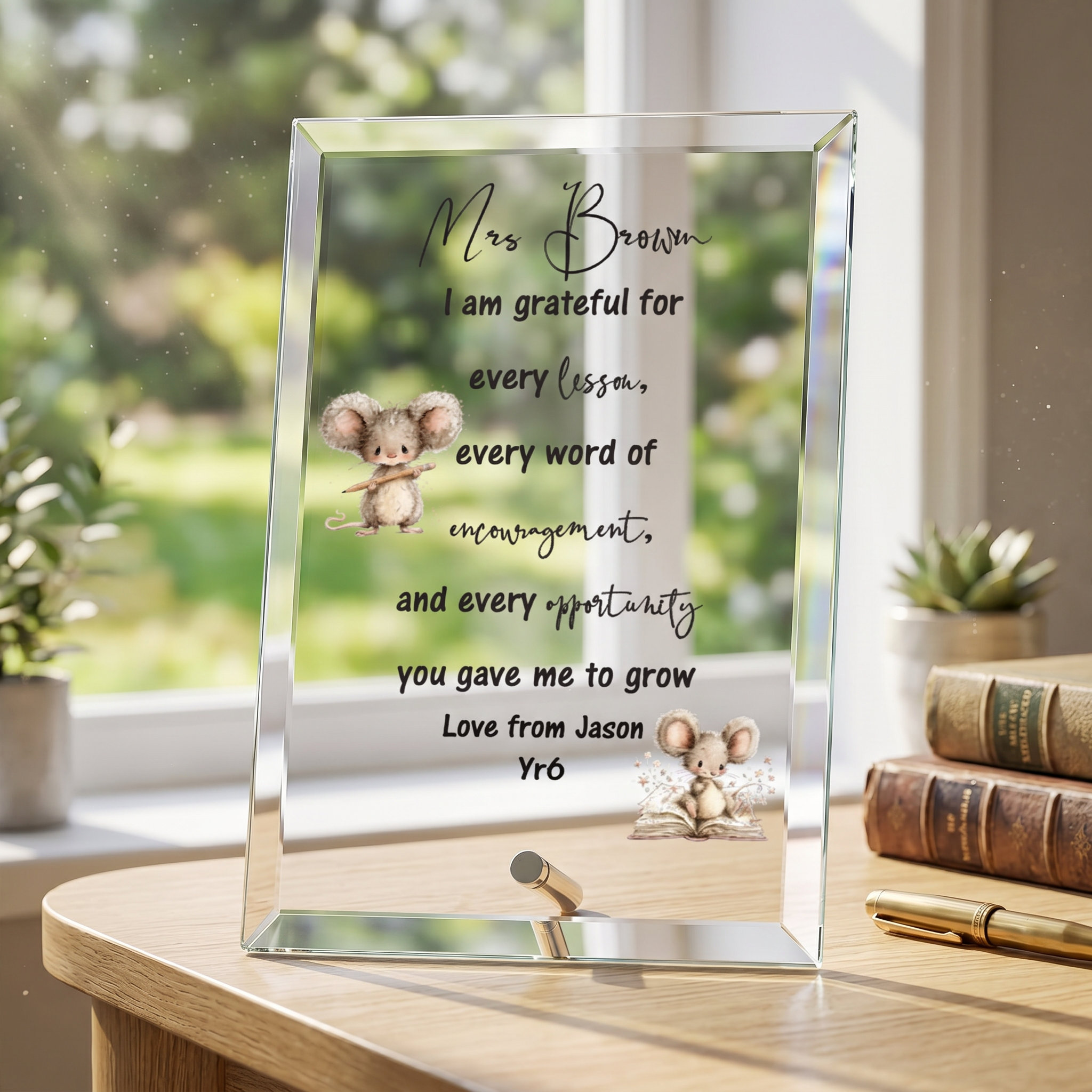 Personalised Teacher Gift Plaque, Keepsake, Encoragement Quote (18cm x 13cm, Thick Glass, Custom Print) ukgiftstoreonline