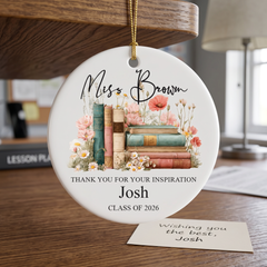 Personalised Thank You Teacher Ornament Keepsake Gift for End Of Year Leaving Present
