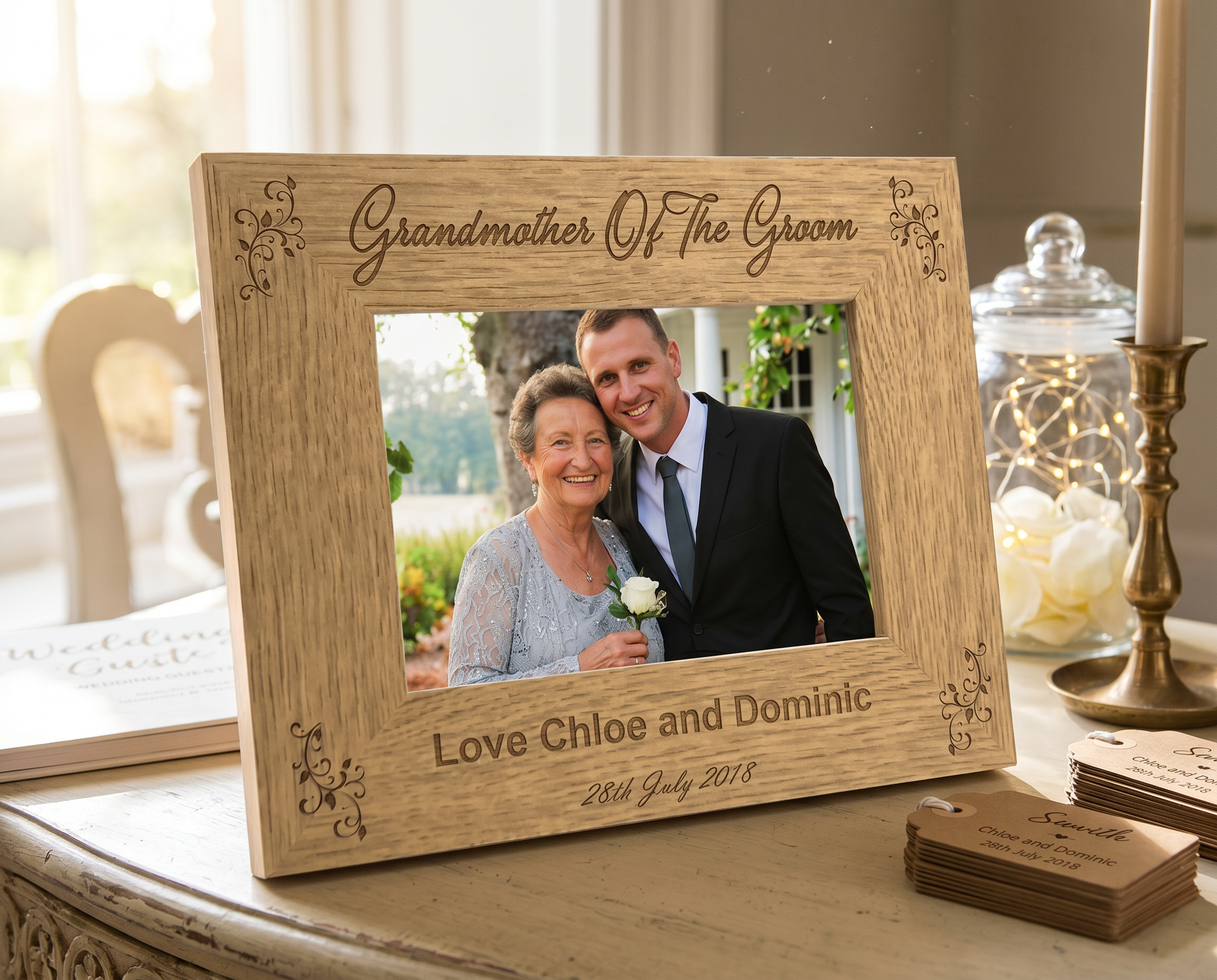 Personalised Grandmother Of The Groom Engraved Wooden Photo Frame Wedding Gift Grandma Photo Frame ukgiftstoreonline