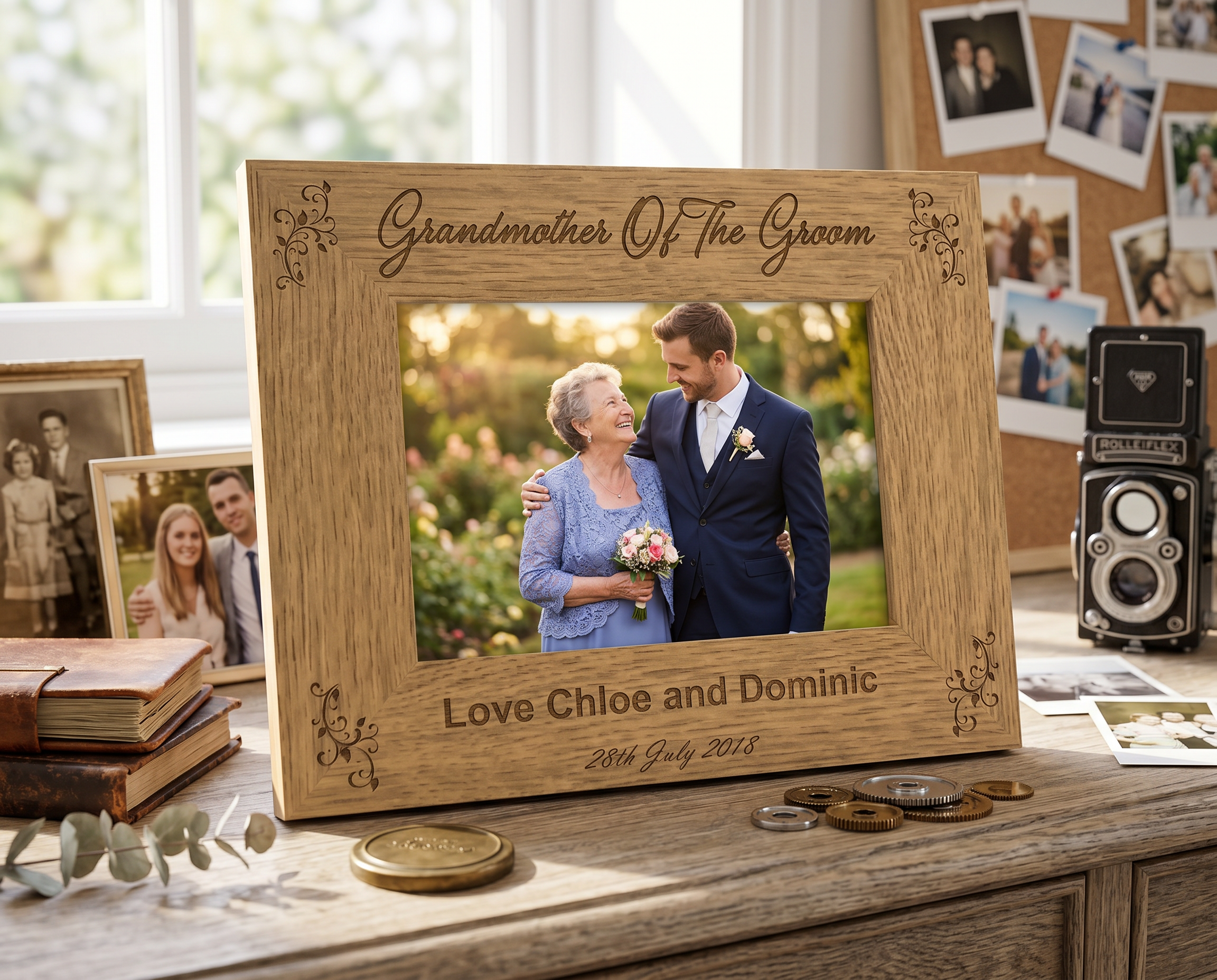 Personalised Grandmother Of The Groom Engraved Wooden Photo Frame Wedding Gift Grandma Photo Frame ukgiftstoreonline