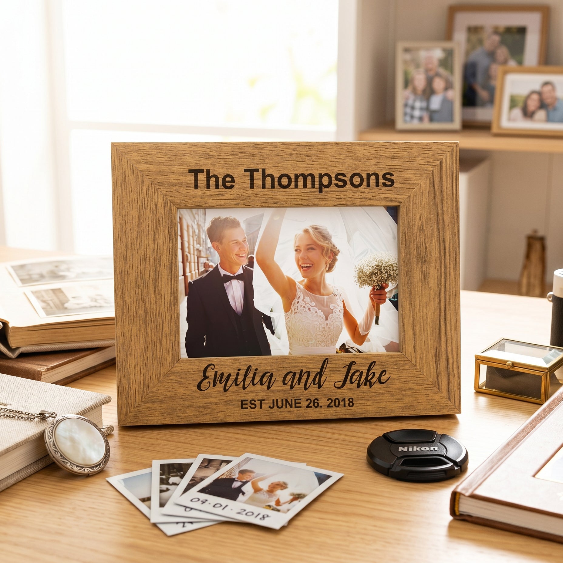 Personalised Engraved Wedding Photo Frame Gift Landscape With Names and Established Date Wedding Photo Frame ukgiftstoreonline