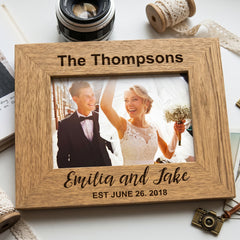Personalised Engraved Wedding Photo Frame Gift Landscape With Names and Established Date Wedding Photo Frame ukgiftstoreonline