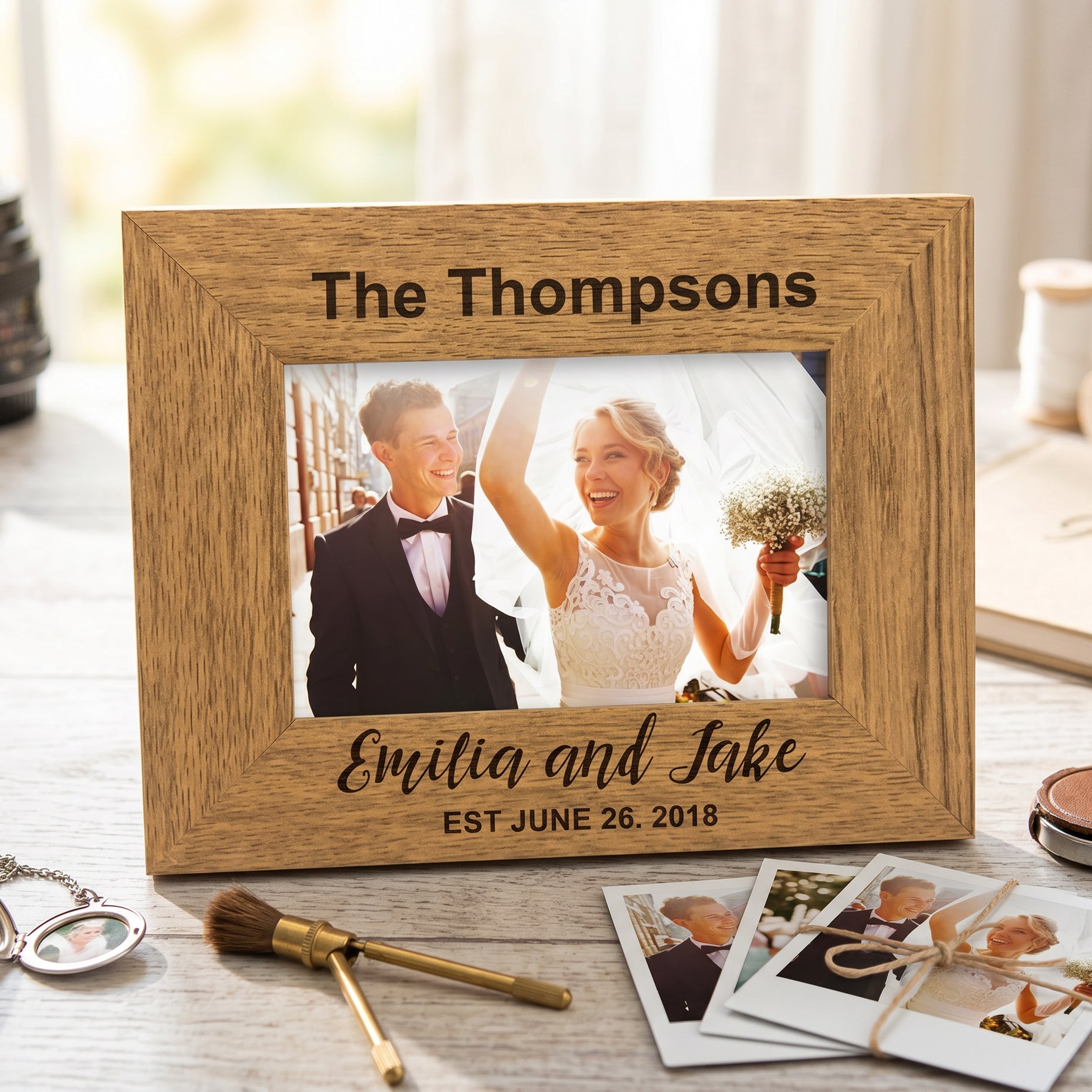 Personalised Engraved Wedding Photo Frame Gift Landscape With Names and Established Date Wedding Photo Frame ukgiftstoreonline