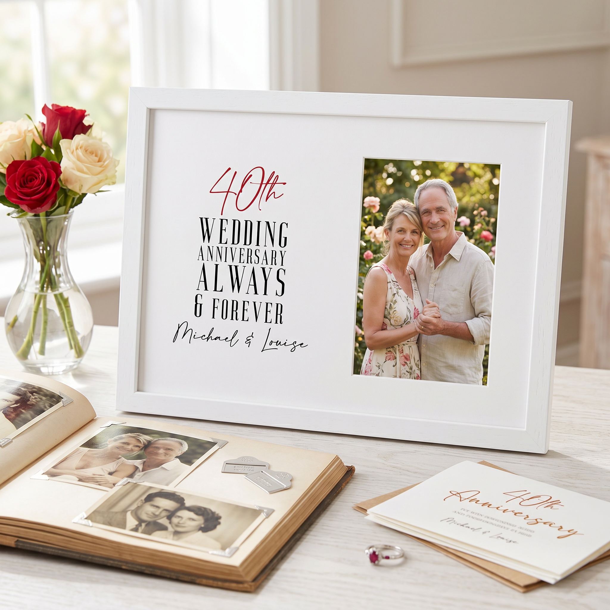Personalised 40th Wedding Anniversary Photo Frame Gift For Couple Anniversary Photo Frame ukgiftstoreonline