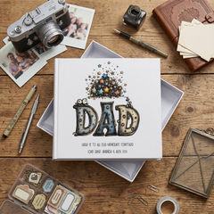 Personalised Colourful Dad Photo Album in Gift Box, Holds 50 6x4 Photographs, Writing Area, Keepsake Memory Book photo album ukgiftstoreonline