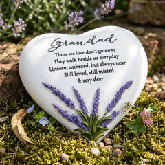 Grandad Graveside Lavender Heart Stone Memorial Plaque, Grave Ornament Tribute, Gift ukgiftstoreonline