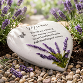 Mum Graveside Lavender Heart Stone Memorial Plaque, Grave Ornament Tribute, Gift ukgiftstoreonline