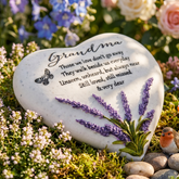 Grandma Graveside Lavender Heart Stone Memorial Plaque, Grave Ornament Tribute, Gift ukgiftstoreonline