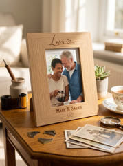Personalised Love Photo Frame Gift With Heart Portrait Engraved Wooden for Anniversaries, Wedding and Valentines personalised photo frames ukgiftstoreonline