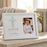 Personalised Baptism Blue Ornate Cross Design Photo Frame Baptism Photo Frame ukgiftstoreonline