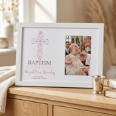 Personalised Girl Baptism Ornate Cross Design Photo Frame Baptism Photo Frame ukgiftstoreonline