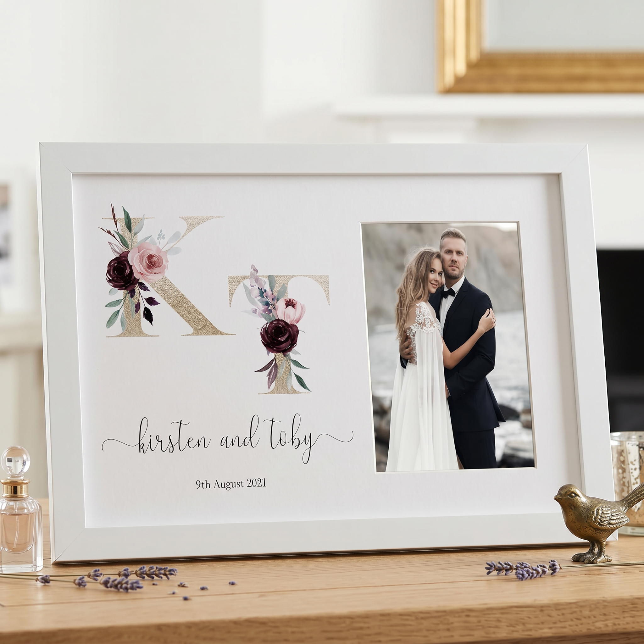 Personalised Initials Wedding Photo Frame Elegant Wedding Day Photo Keepsake wedding photo frame ukgiftstoreonline White