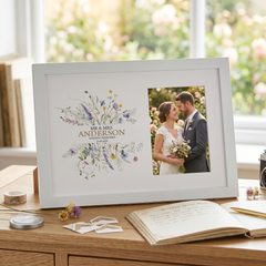 Personalised Wedding Photo Frame – Wooden 6x4 Wildflower Keepsake Gift Photo Frame ukgiftstoreonline