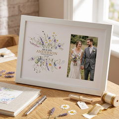 Personalised Wedding Photo Frame – Wooden 6x4 Wildflower Keepsake Gift Photo Frame ukgiftstoreonline