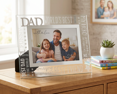 World's Best Dad Glass Photo Frame Gift With Sentiments For Fathers Day, Birthday or Christmas Nan Photo Frame ukgiftstoreonline