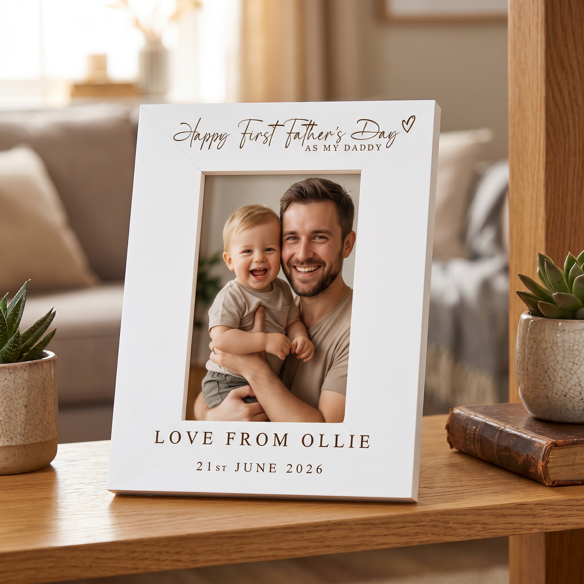 Personalised Fathers Day Frame - White Wooden Photo Frame Engraved Keepsake Gift Pet Photo Frame ukgiftstoreonline