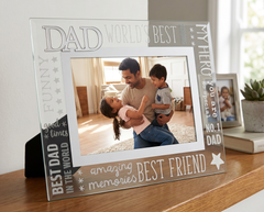 World's Best Dad Glass Photo Frame Gift With Sentiments For Fathers Day, Birthday or Christmas Nan Photo Frame ukgiftstoreonline
