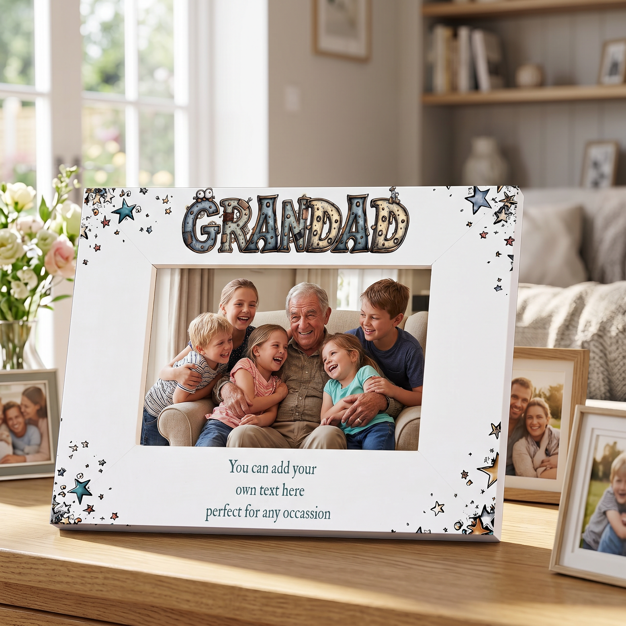 Personalised Colourful Grandad Photo Frame Gift for Fathers Day Birthday or Christmas Photo Frame ukgiftstoreonline Landscape