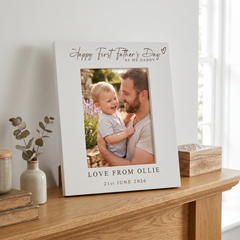 Personalised Fathers Day Frame - White Wooden Photo Frame Engraved Keepsake Gift Pet Photo Frame ukgiftstoreonline