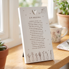 Grandma Plaque Gift – Standing Plaque With Sentimental Quote & Raised Heart